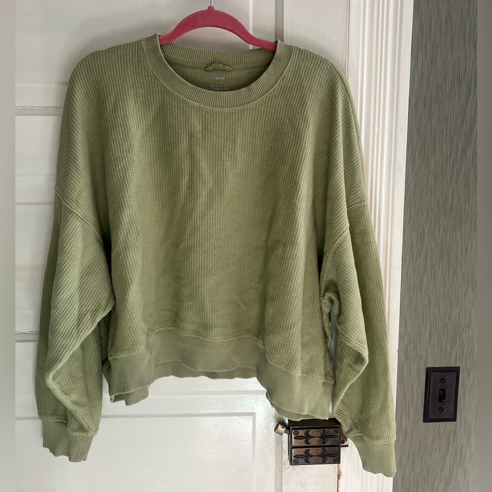 aerie New Love Corded Cropped Crew Sweatshirt